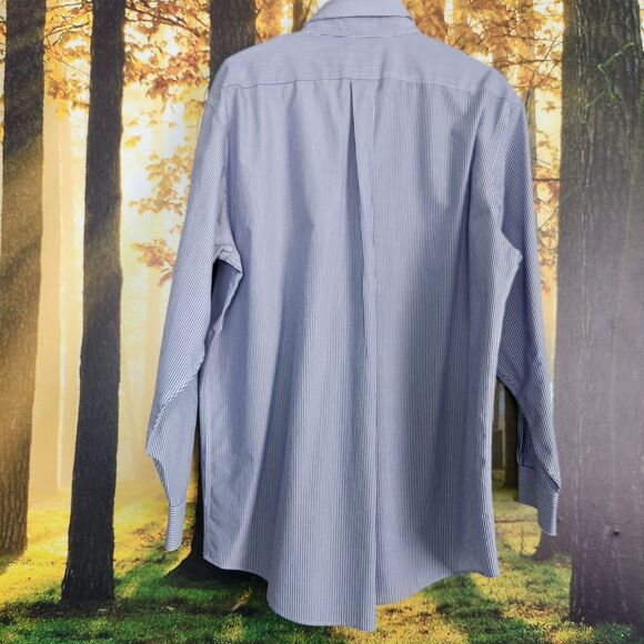 Brooks Brothers NON IRON Blue Button Down Shirt Long Sleeve Mens 17 - 4/5 - Picture 8 of 9